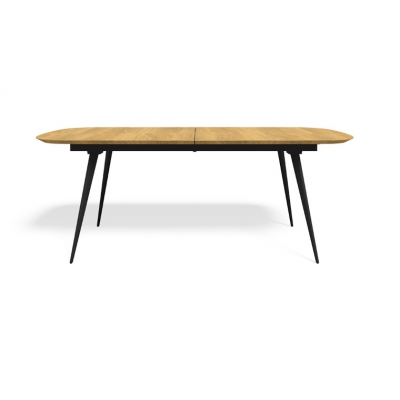 שולחן המתאים לפינת אוכל, גוון טבעי עשוי עץ, רגליים בצבע שחור