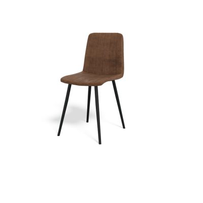 כסא לפינת אוכל ספיידר בצבע חום כאמל, עשוי בד איכותי ונעים, רגליים ממתכת בצבע שחור