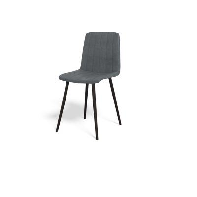 כסא פינת אוכל דקורטיבי בצבע אפור דגם ספיידר, עשוי בד איכותי ורגליים שחורות מברזל