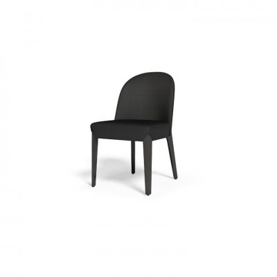 כסא לפינת אוכל בצבע שחור, רגליים מעץ שחורות, עשוי בד איכותי