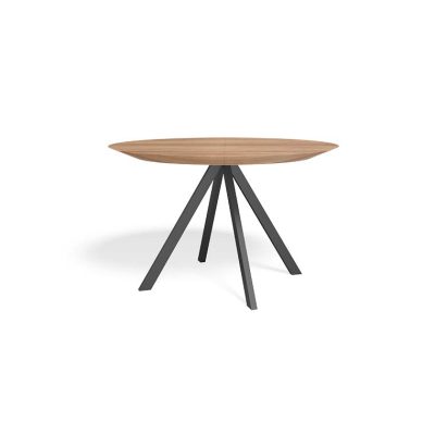 שולחן פינת אוכל קטנה נפתחת פלטת עץ בצבע טבעי עם רגליים מברזל בצבע שחור