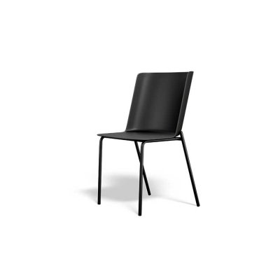 כסא פינת אוכל מעוצב ואלגנטי, צבע שחור עם רגליים שחורות ממתכת