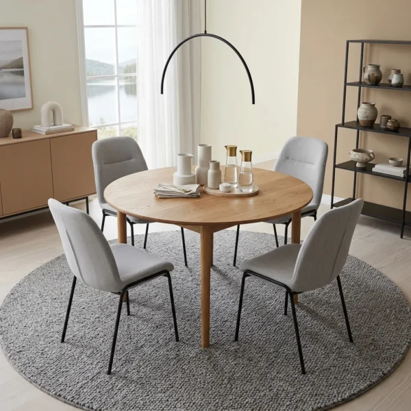 כסא פינת אוכל בורדו, Scandi Neutrals, Contemporary Luxury, Soft North Light, styled props.